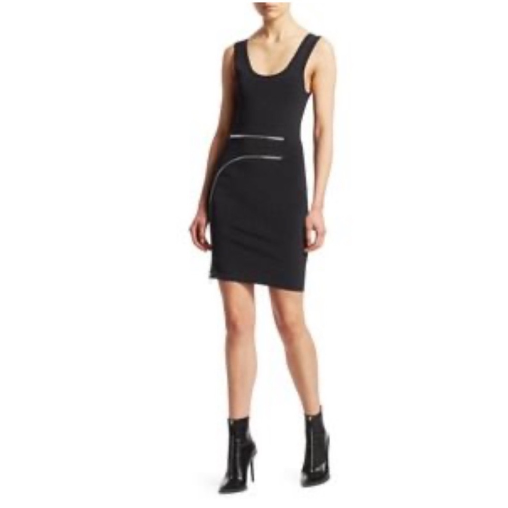 Alexander Wang Bodycon Zipper Mini Sleeveless Dress Black Small